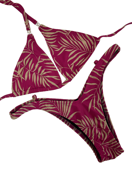 Maroon Tropic Figure Posing Suit