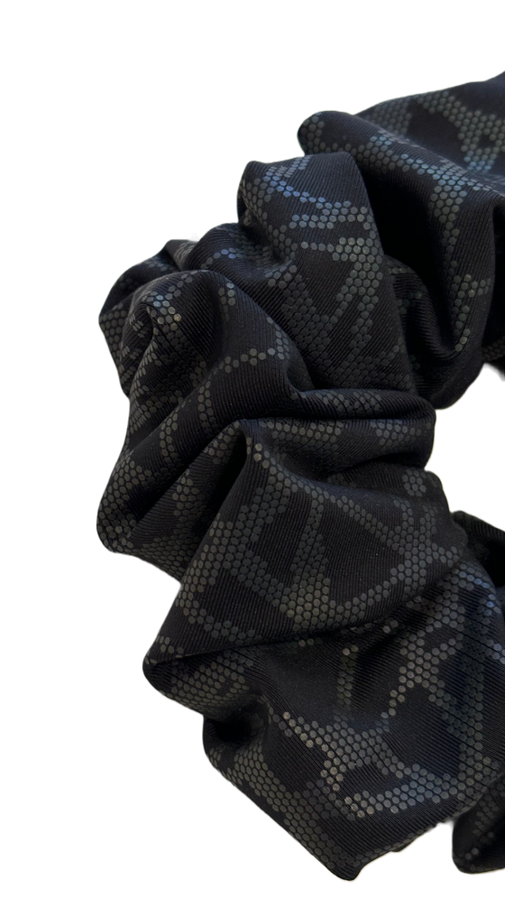 Black Reflective Geometric Jumbo Scrunchie