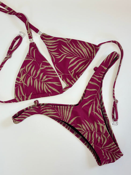 Maroon Tropic Figure Posing Suit