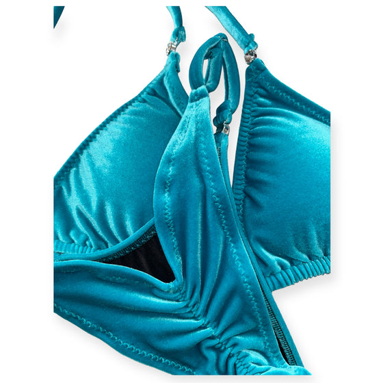 Turquoise Velvet Posing Suit